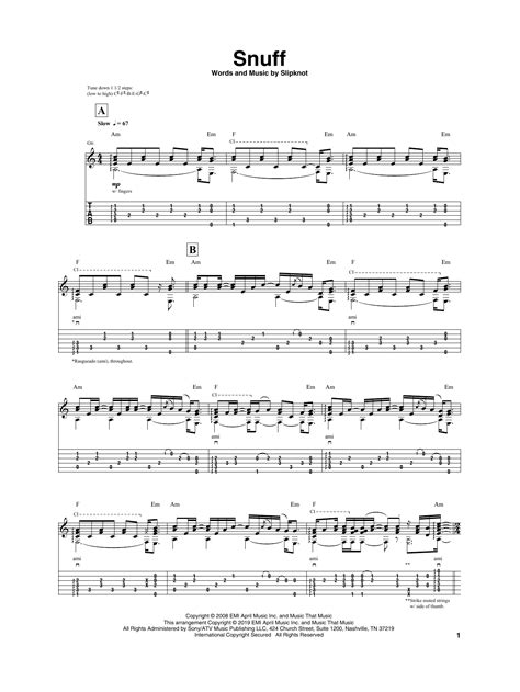 slipknot snuff chords